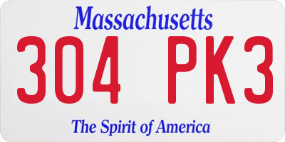 MA license plate 304PK3