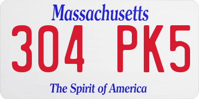 MA license plate 304PK5