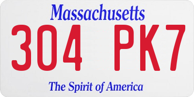 MA license plate 304PK7
