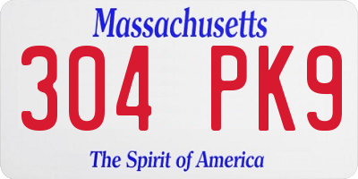 MA license plate 304PK9