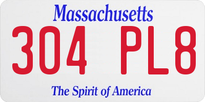 MA license plate 304PL8