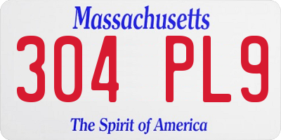 MA license plate 304PL9