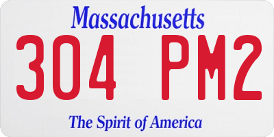 MA license plate 304PM2