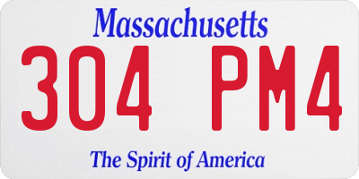 MA license plate 304PM4