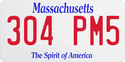 MA license plate 304PM5