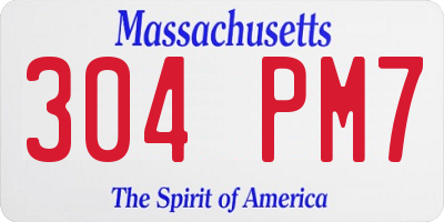 MA license plate 304PM7