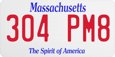 MA license plate 304PM8