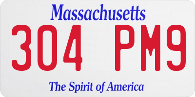 MA license plate 304PM9