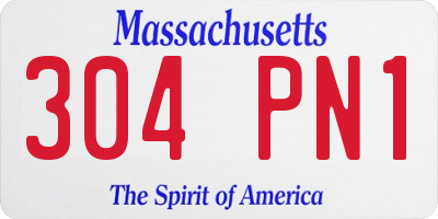 MA license plate 304PN1