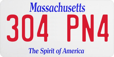 MA license plate 304PN4