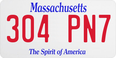 MA license plate 304PN7