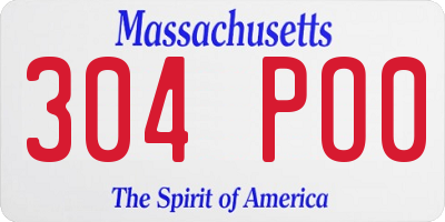 MA license plate 304PO0