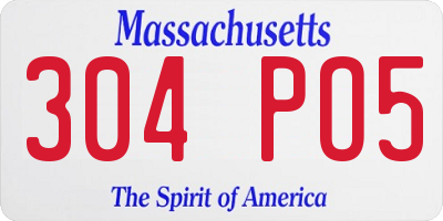 MA license plate 304PO5