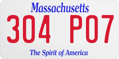 MA license plate 304PO7