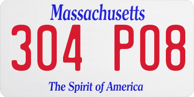 MA license plate 304PO8
