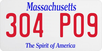 MA license plate 304PO9