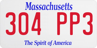 MA license plate 304PP3