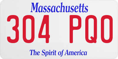 MA license plate 304PQ0