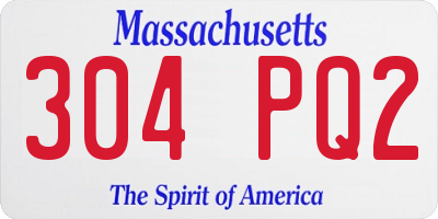 MA license plate 304PQ2