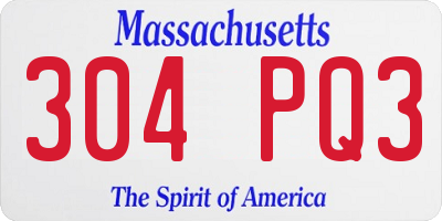 MA license plate 304PQ3