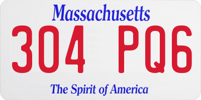 MA license plate 304PQ6
