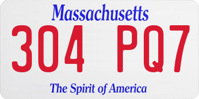 MA license plate 304PQ7