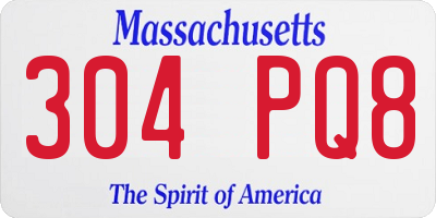 MA license plate 304PQ8