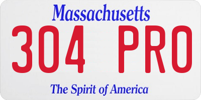 MA license plate 304PR0