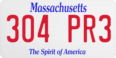 MA license plate 304PR3