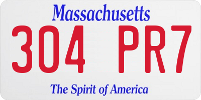 MA license plate 304PR7