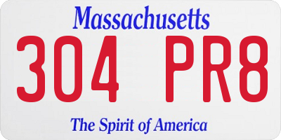 MA license plate 304PR8