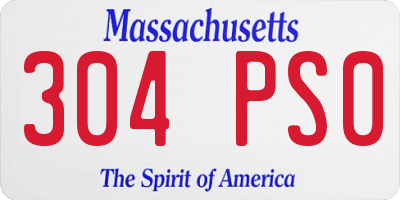 MA license plate 304PS0