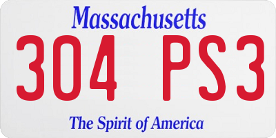 MA license plate 304PS3