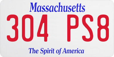 MA license plate 304PS8