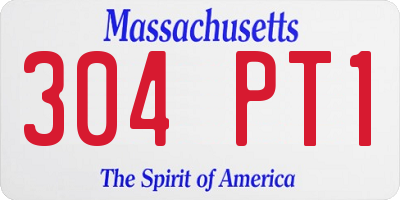 MA license plate 304PT1
