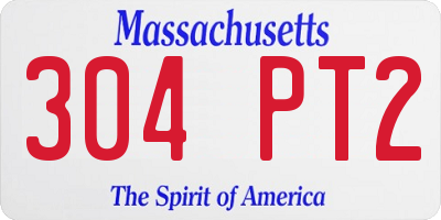 MA license plate 304PT2