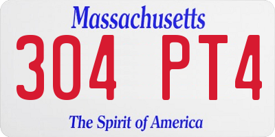 MA license plate 304PT4