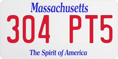 MA license plate 304PT5