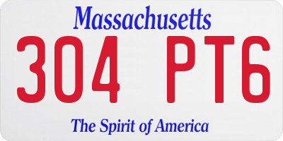 MA license plate 304PT6