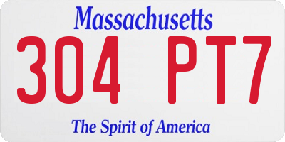 MA license plate 304PT7