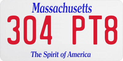 MA license plate 304PT8
