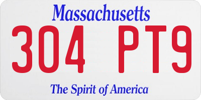 MA license plate 304PT9