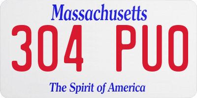 MA license plate 304PU0