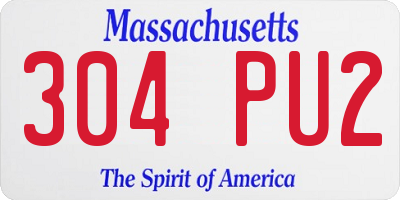 MA license plate 304PU2