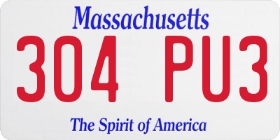 MA license plate 304PU3