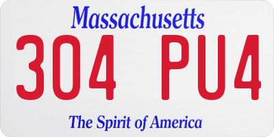 MA license plate 304PU4