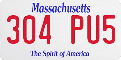 MA license plate 304PU5