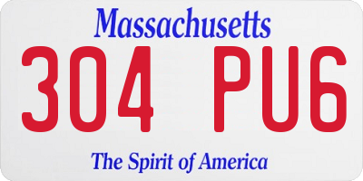 MA license plate 304PU6