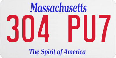 MA license plate 304PU7