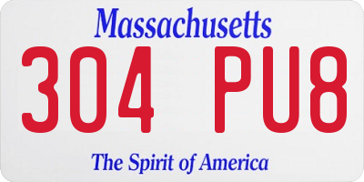 MA license plate 304PU8
